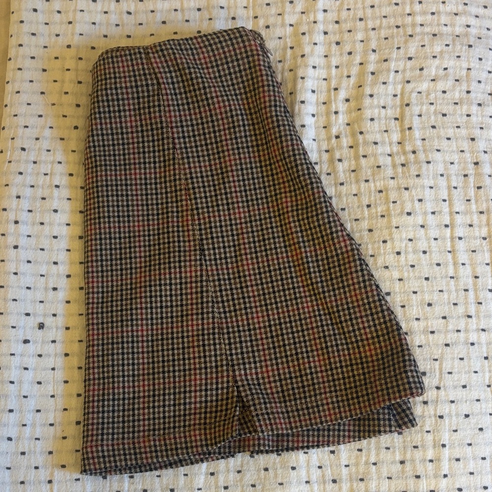 Brandy Melville Checkered A-Line Skirt - Black, Brown, Red